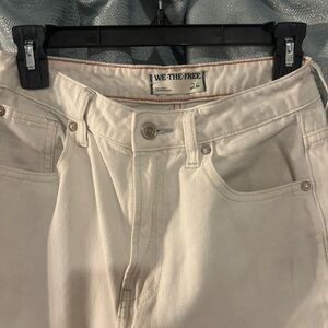 We The Free Cream Denim Jeans with Orange Stitching